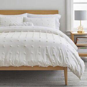Pottery Barn Tufted Dot Duvet Cover Twin/Twin XL with Standard Sham Ivory NEW